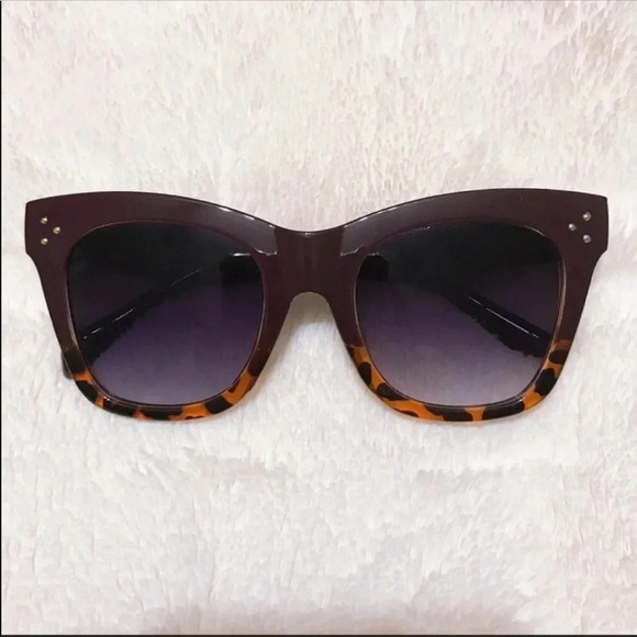 New Dark Brown & Leopard Retro Large Sunglasses - Picture 3 of 10